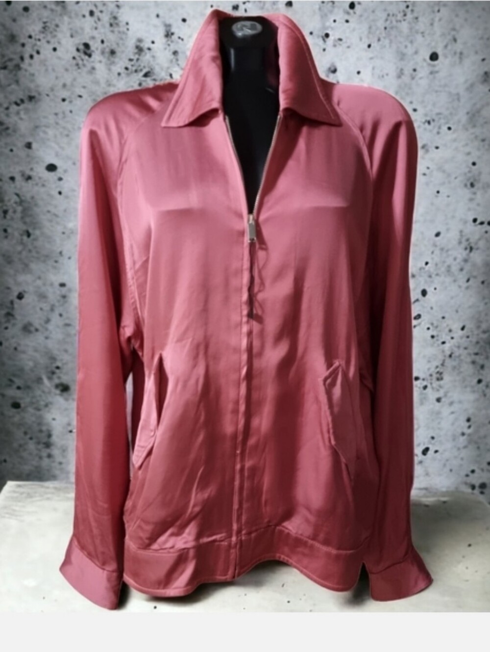 Zara Pink Satiny Blazer Zip-Up Bomber Jacket Size L